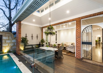 Al fresco area from pool corner
